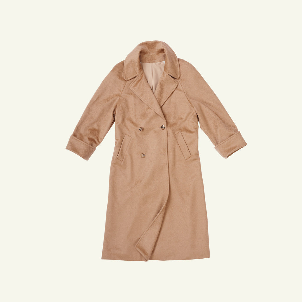 Double Breasted Raglan Overcoat - Camel Hair