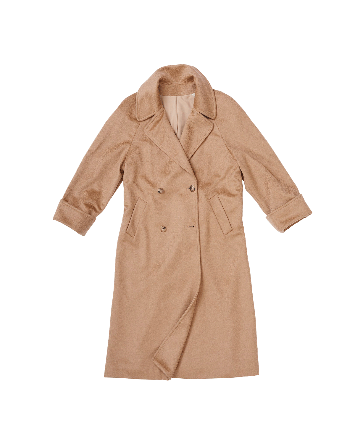 Double Breasted Raglan Overcoat - Camel Hair