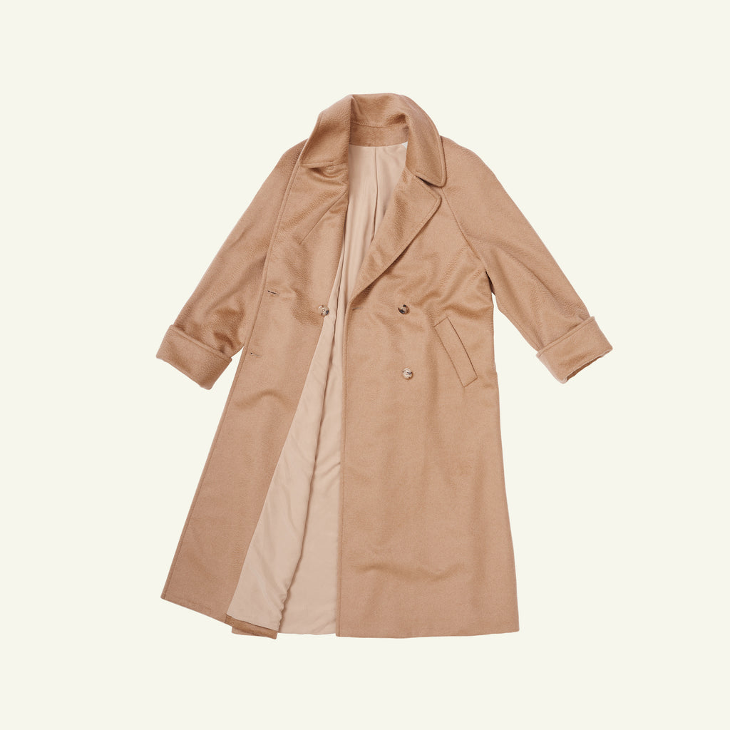 Double Breasted Raglan Overcoat - Camel Hair
