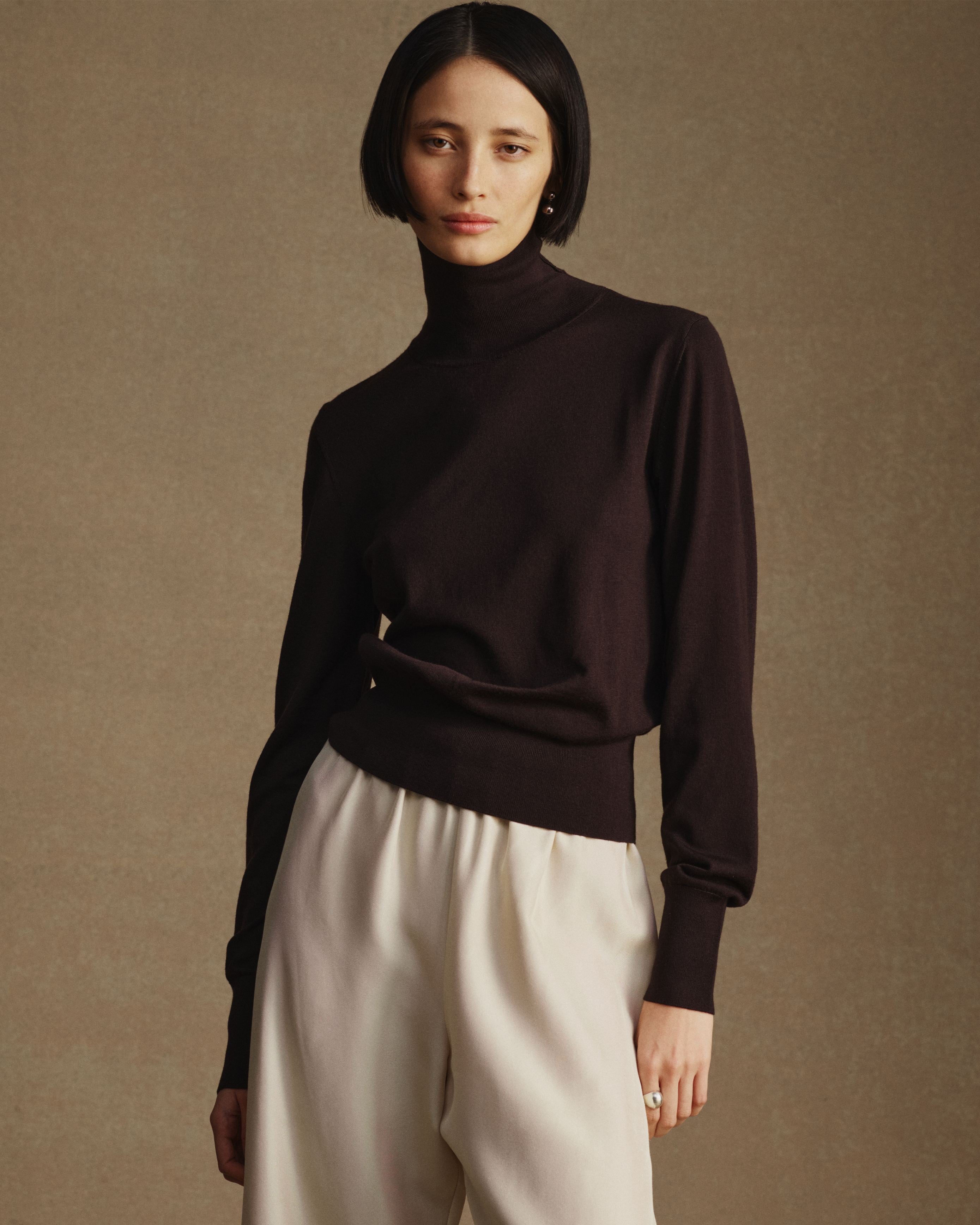 Cass Merino Roll Neck - Espresso