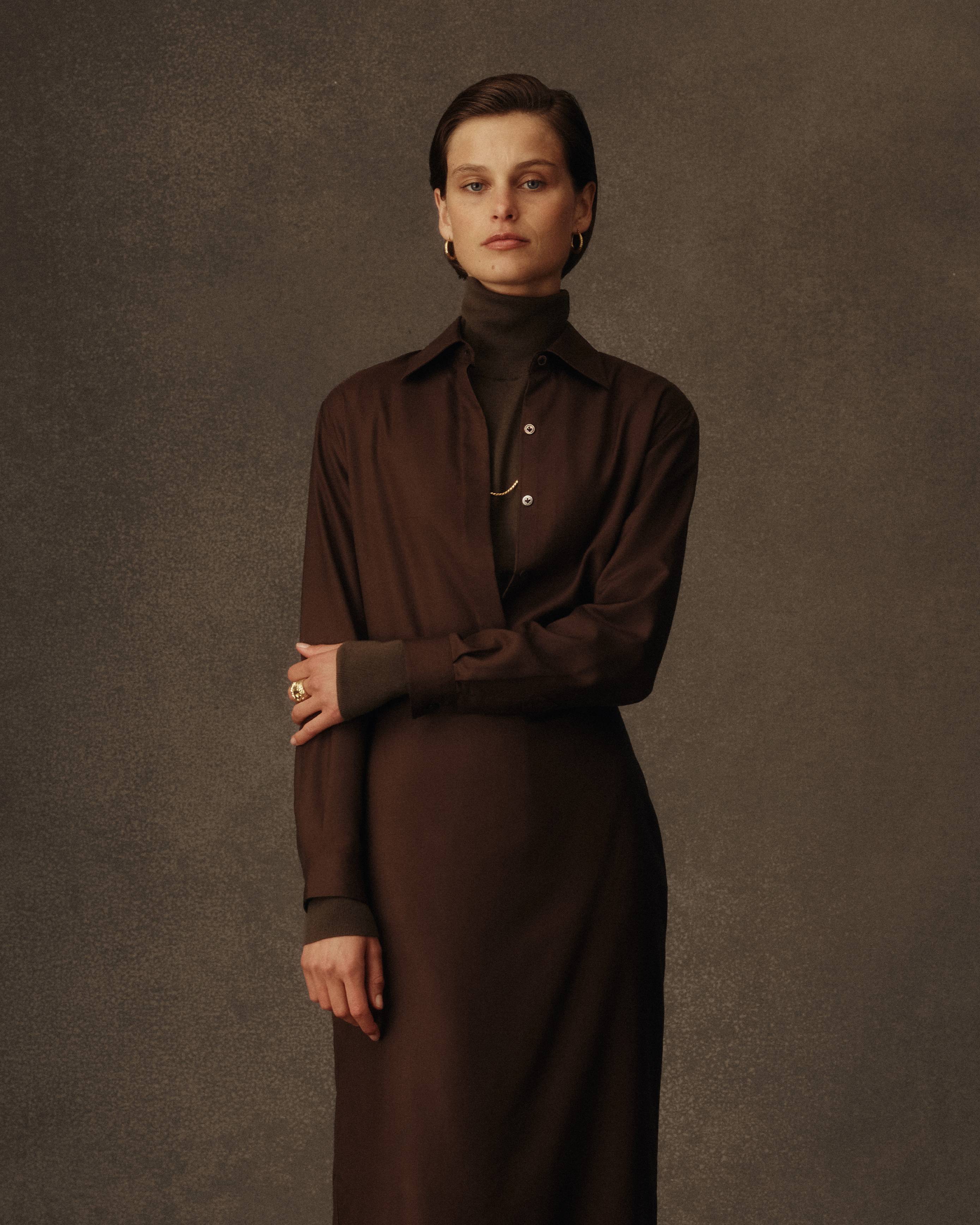 Classic Shirt - Chocolate Dupioni