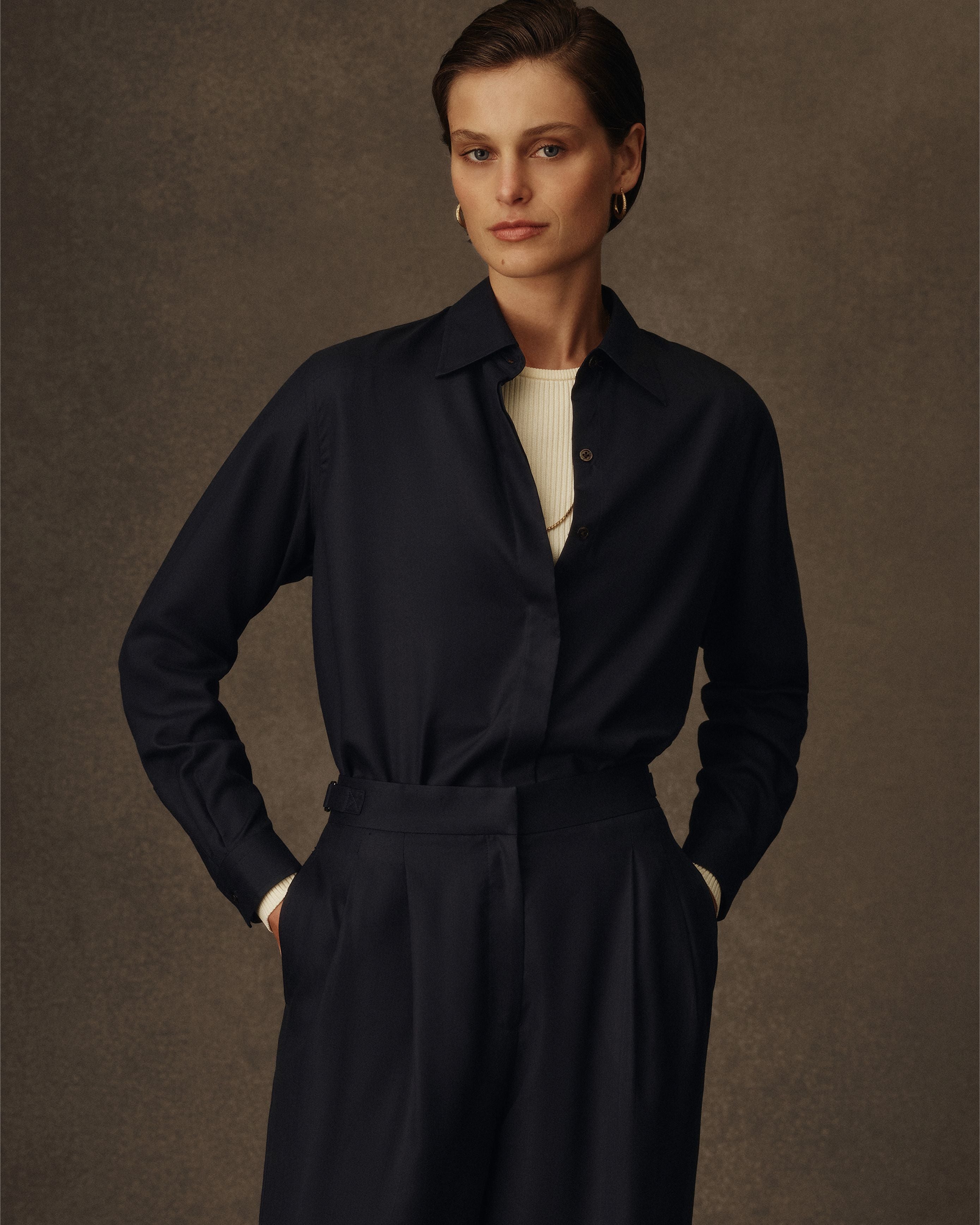 Classic Shirt - Navy Dupioni