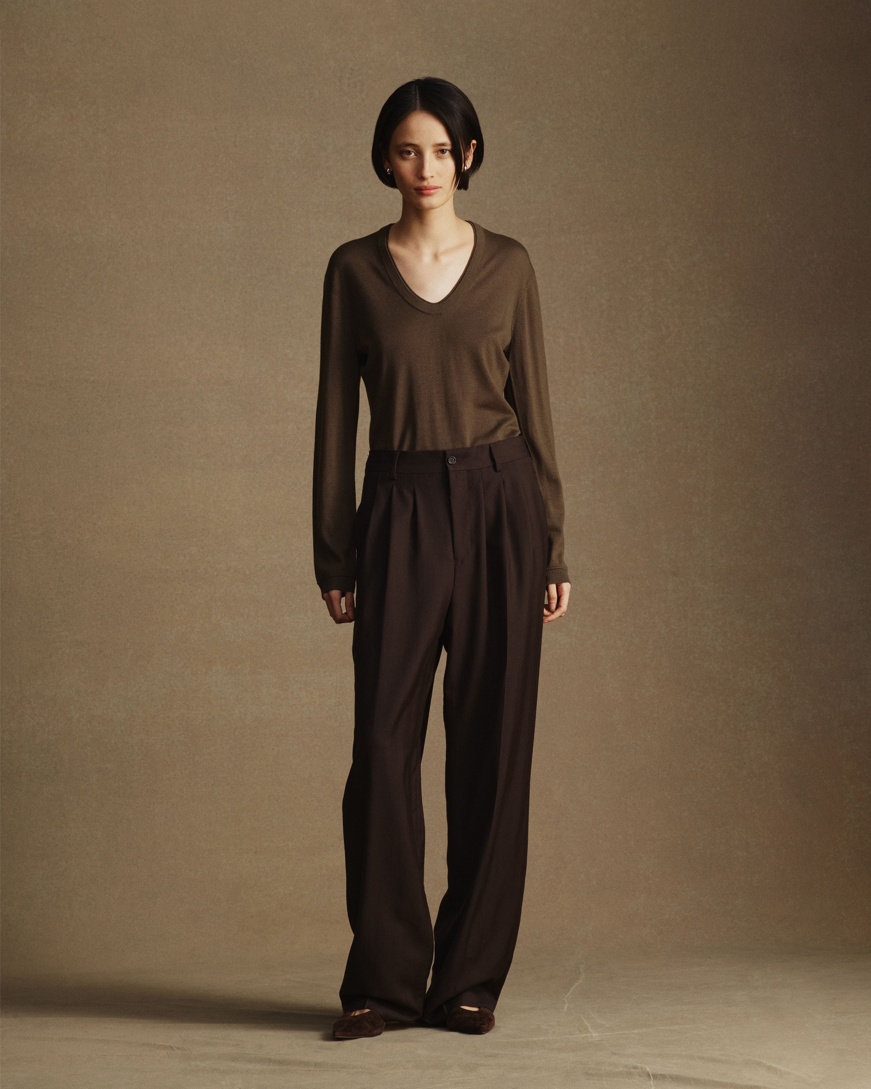 Ava Pleated Trouser - Espresso