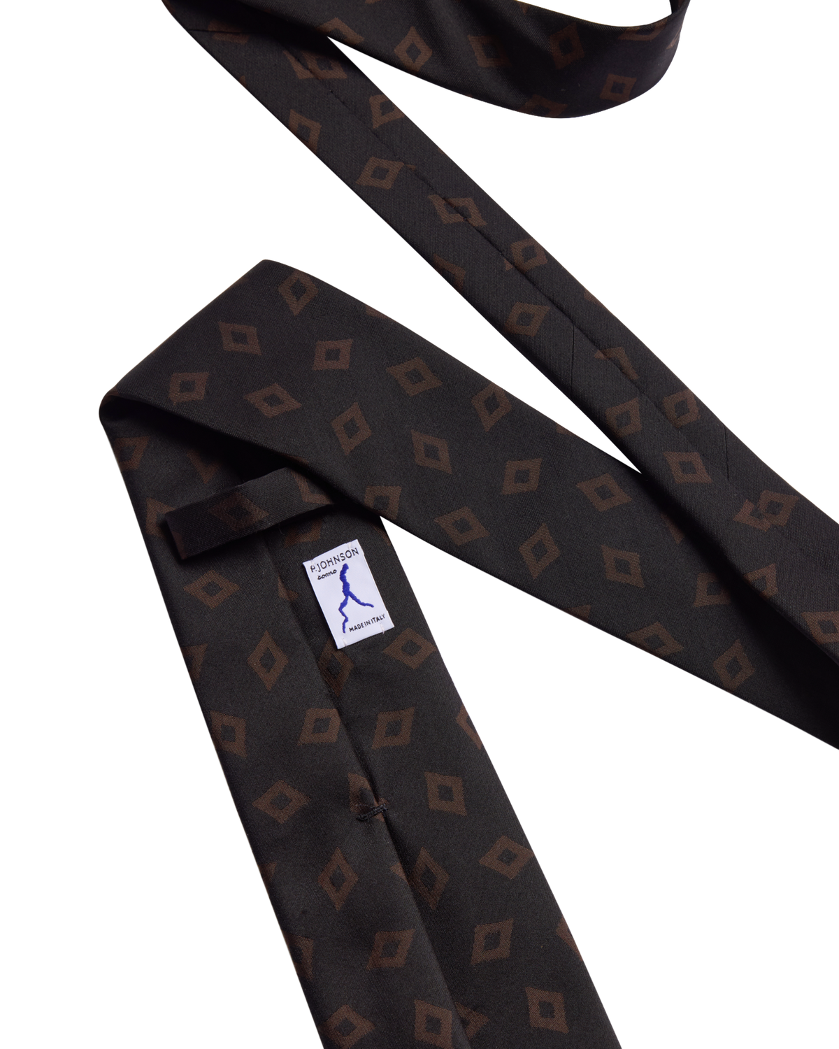 Diamond Jacquard Wool-Silk Tie - Brown