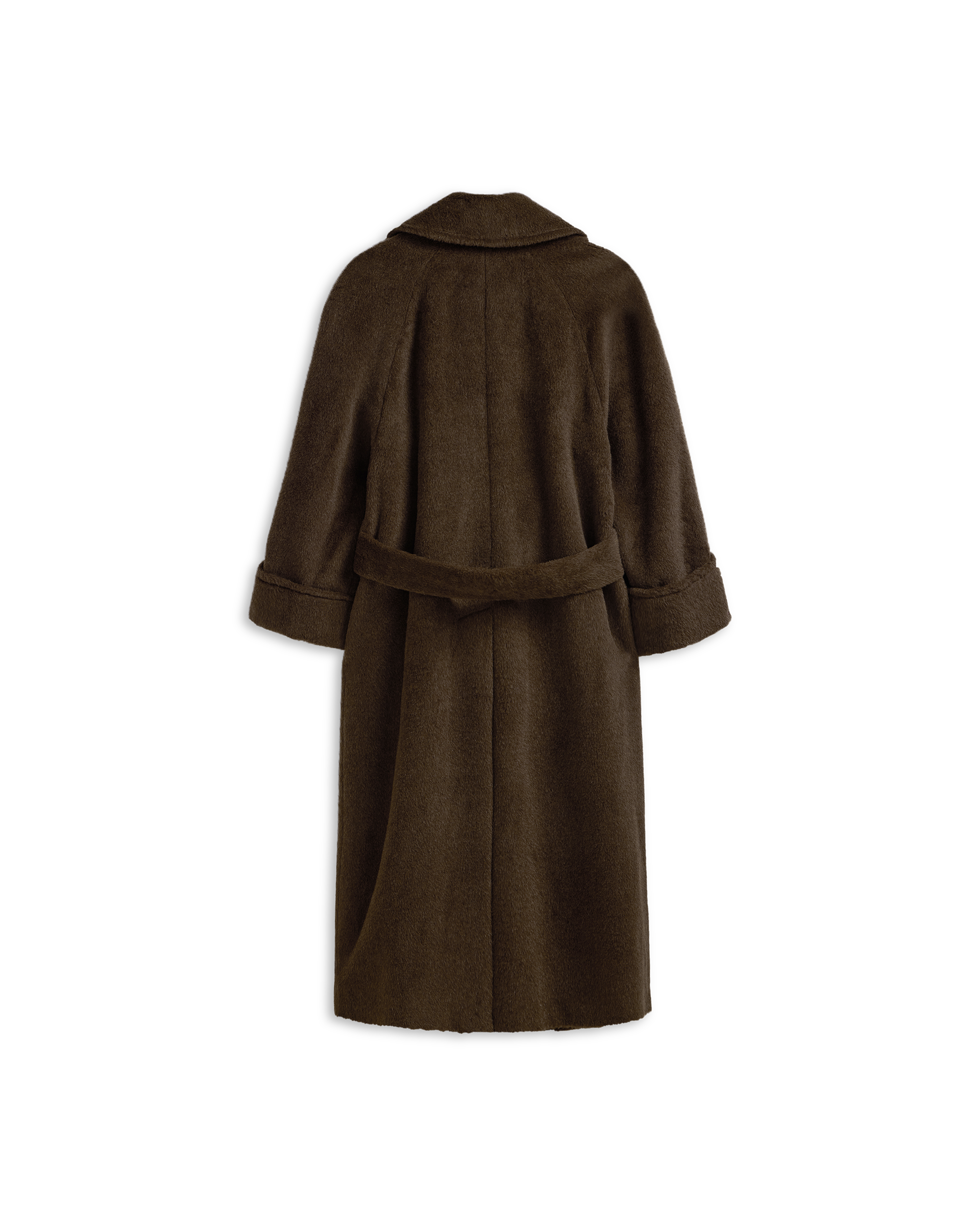 Double Breasted Raglan Overcoat - Brown
