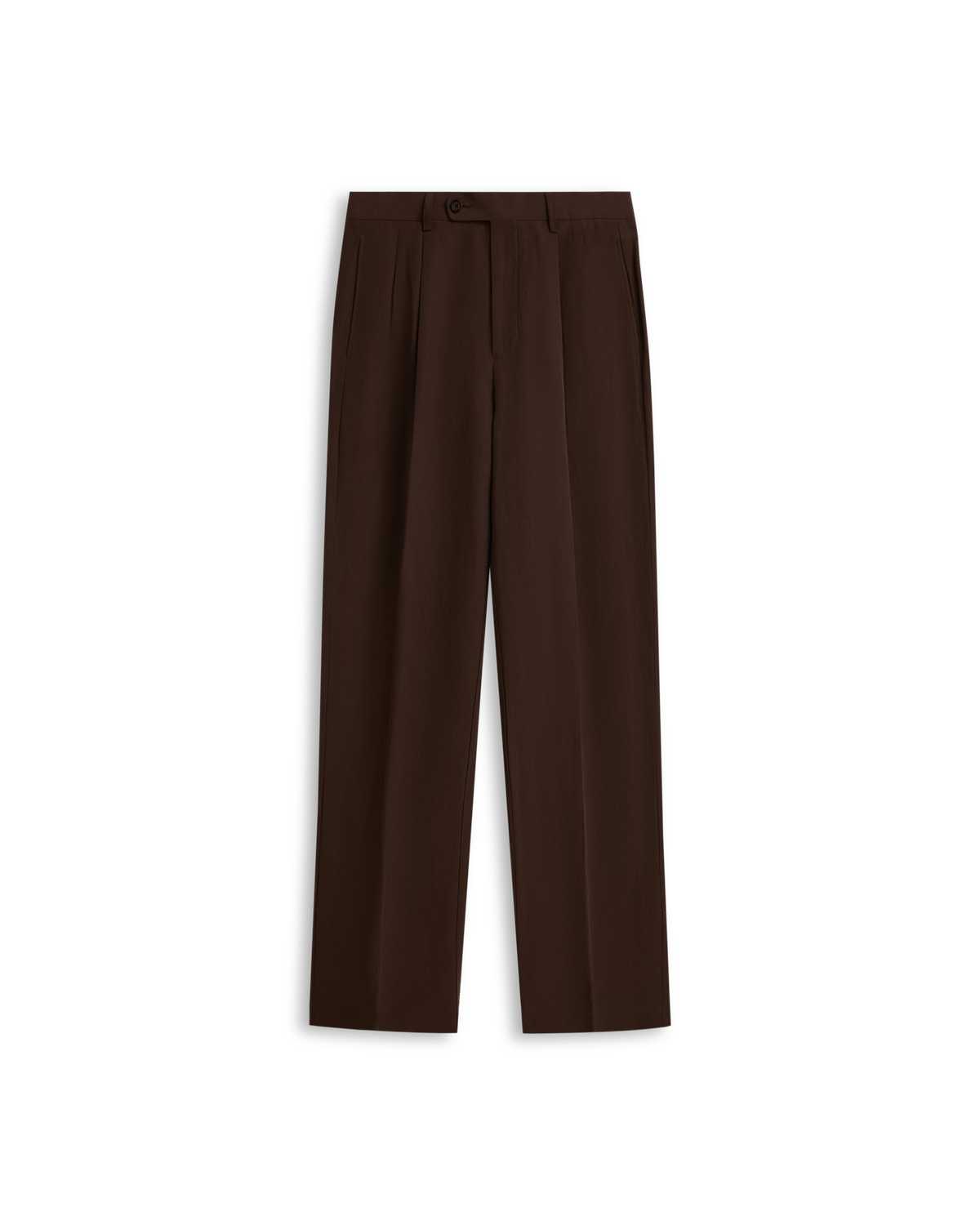 Double Pleated Trouser - Chocolate Silk Linen