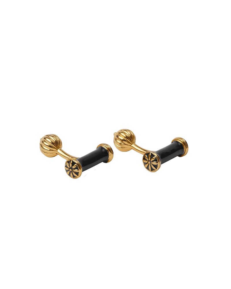 Hand Enamelled Bar Cuff Links - Black & Gold