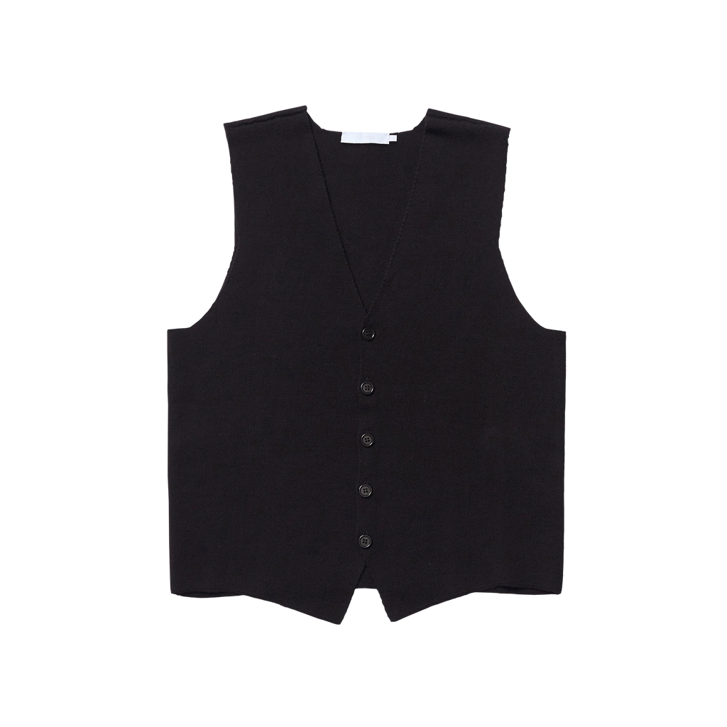 Merino Knit Waistcoat - Black