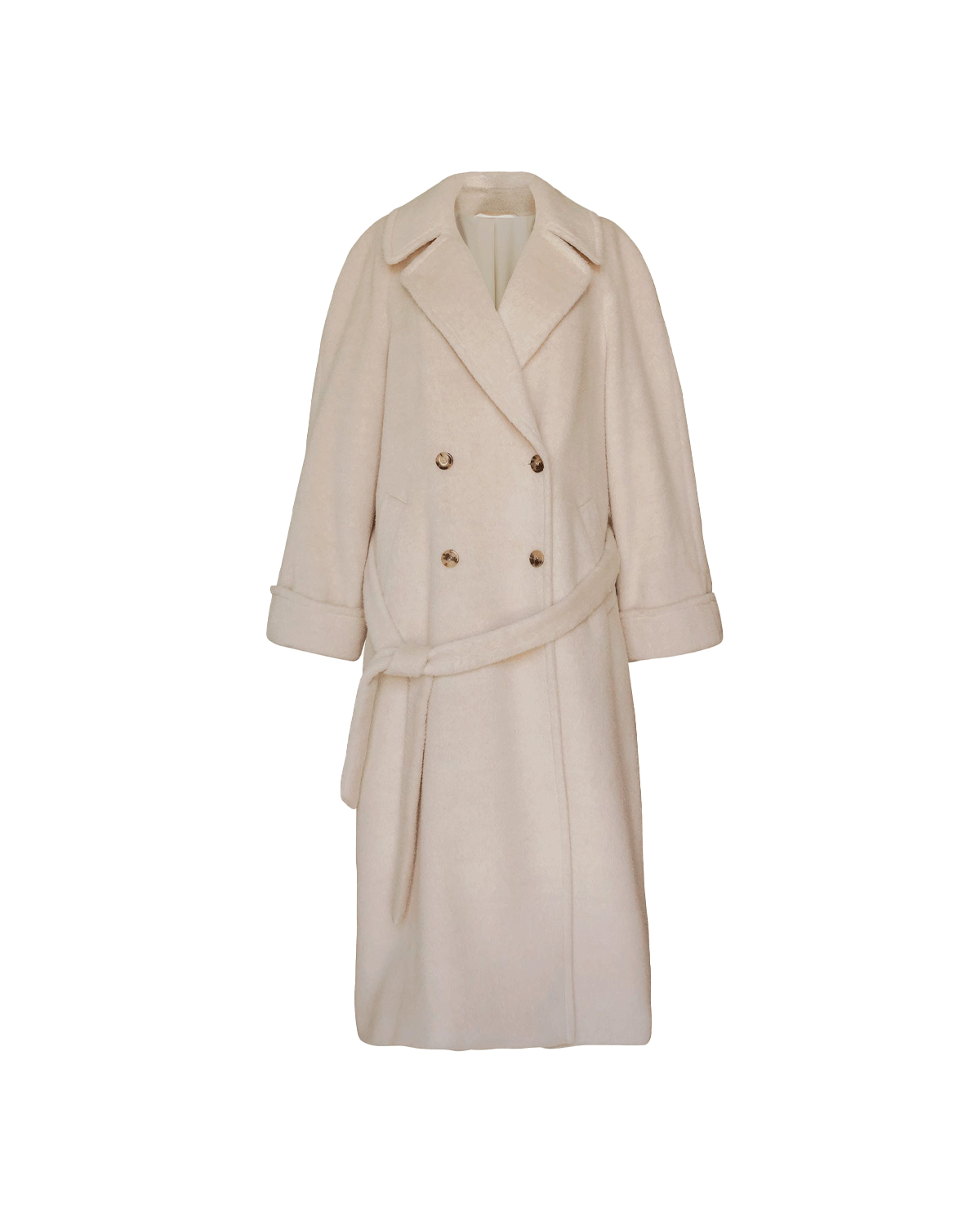 Double Breasted Raglan Overcoat - Gesso Cream