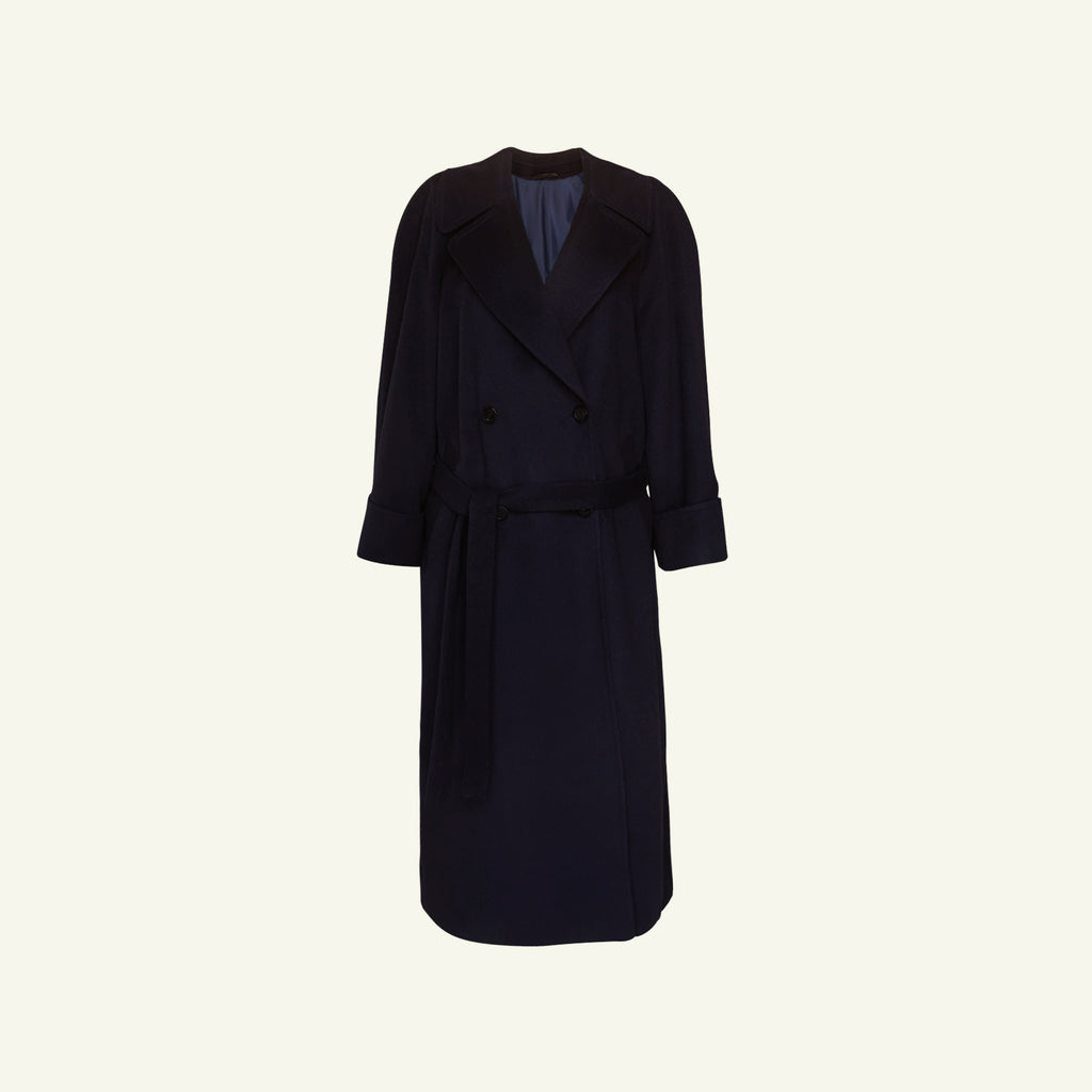 Double Breasted Raglan Overcoat - Navy
