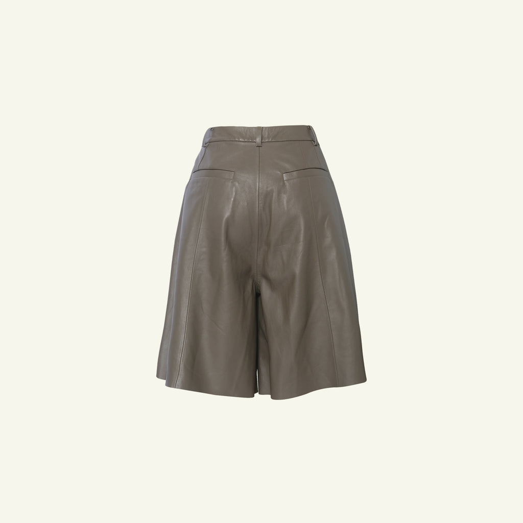 Marina Leather Shorts - Taupe