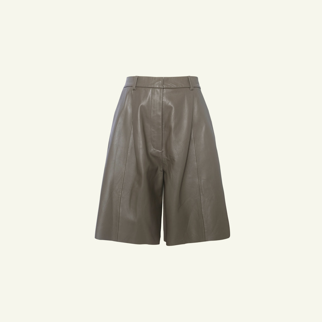 Marina Leather Shorts - Taupe