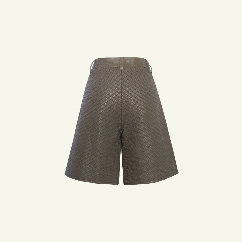 Delphine Leather Shorts - Taupe