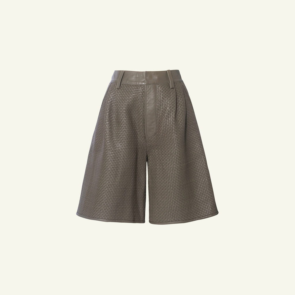 Delphine Leather Shorts - Taupe