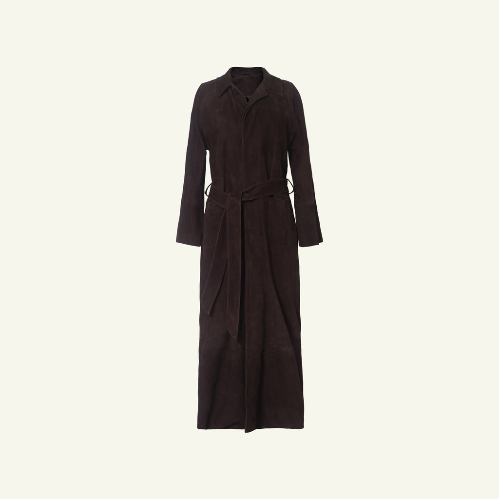 Isabella Suede Trench Coat - Bitter Chocolate
