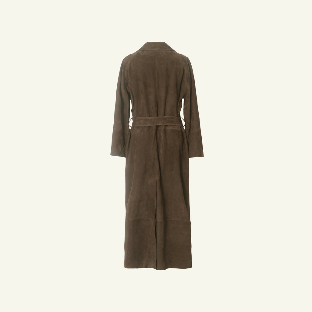 Isabella Suede Trench Coat - Taupe