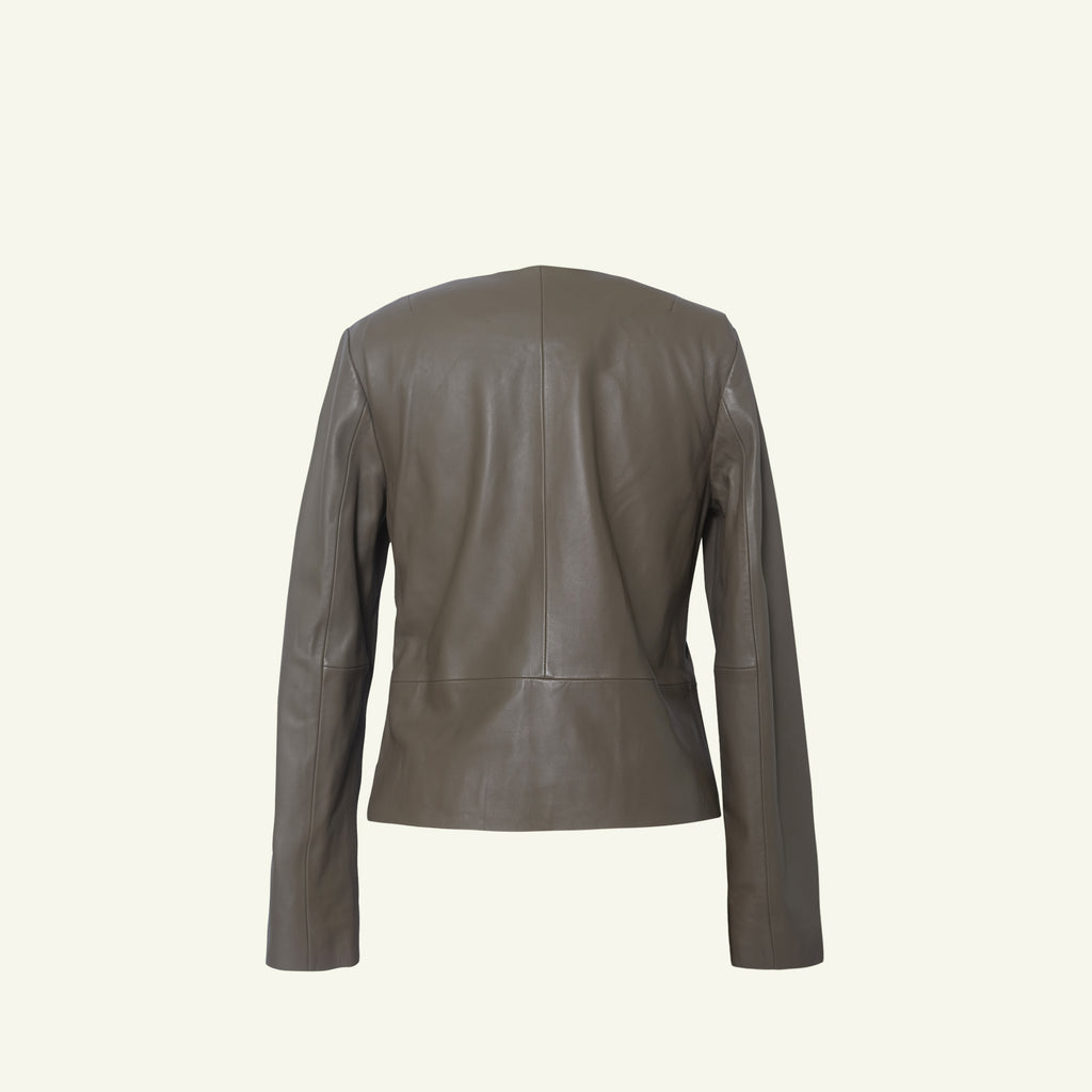 Marina Leather Jacket - Taupe