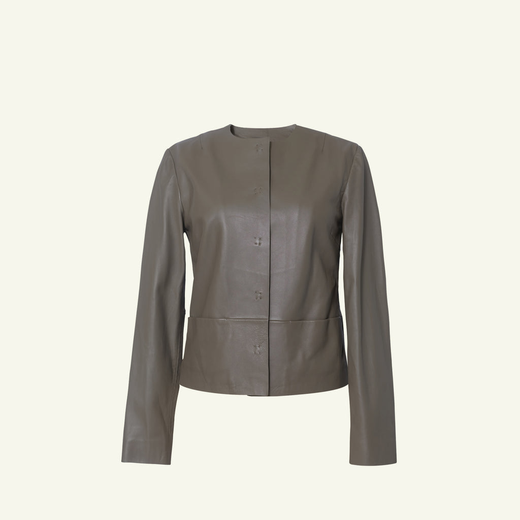 Marina Leather Jacket - Taupe