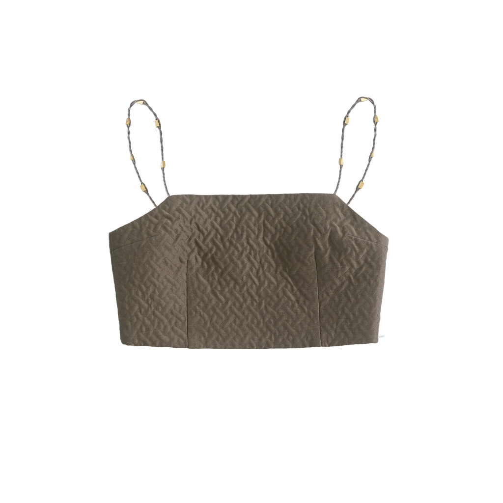 Sabine Quilted Crop Top - Moss