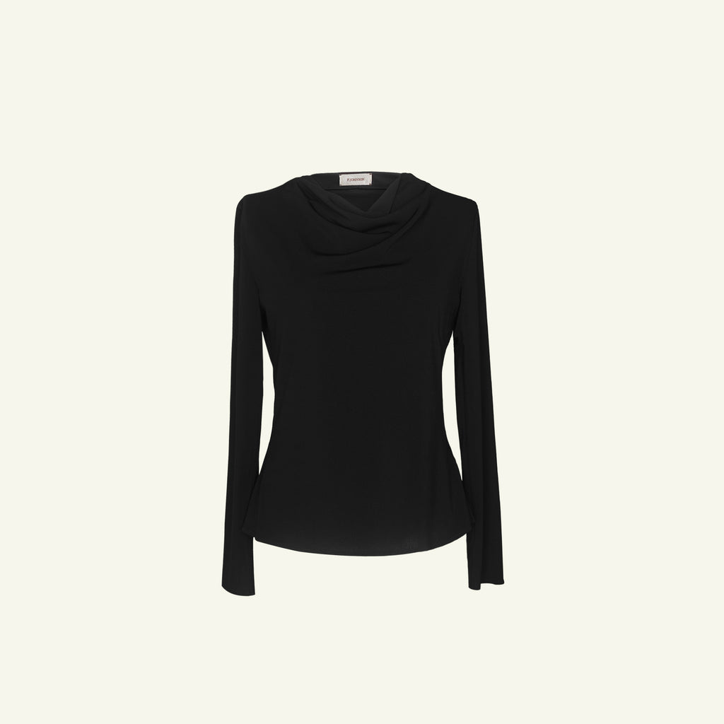 Peta Cowl Neck Top - Black