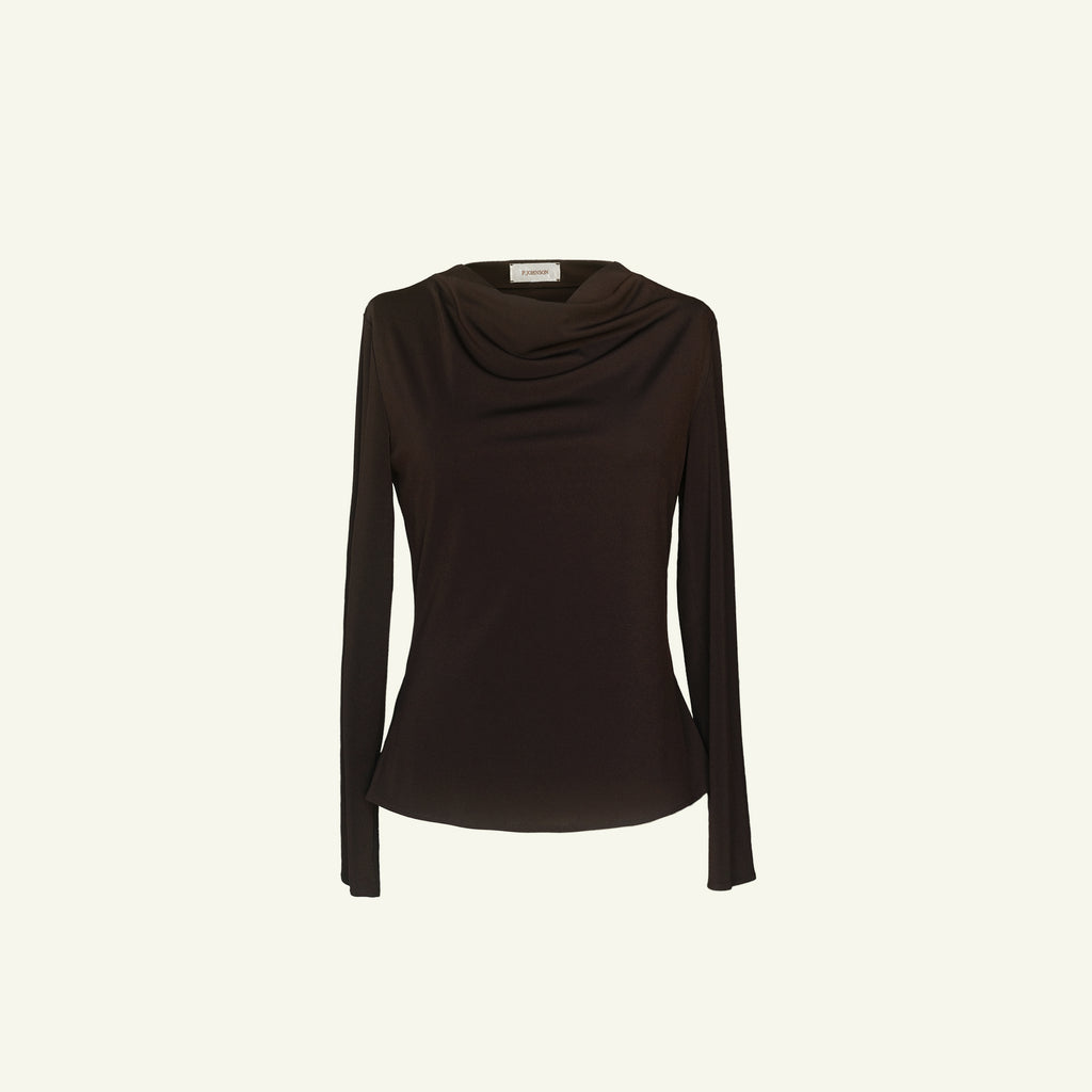 Peta Cowl Neck Top - Coffee