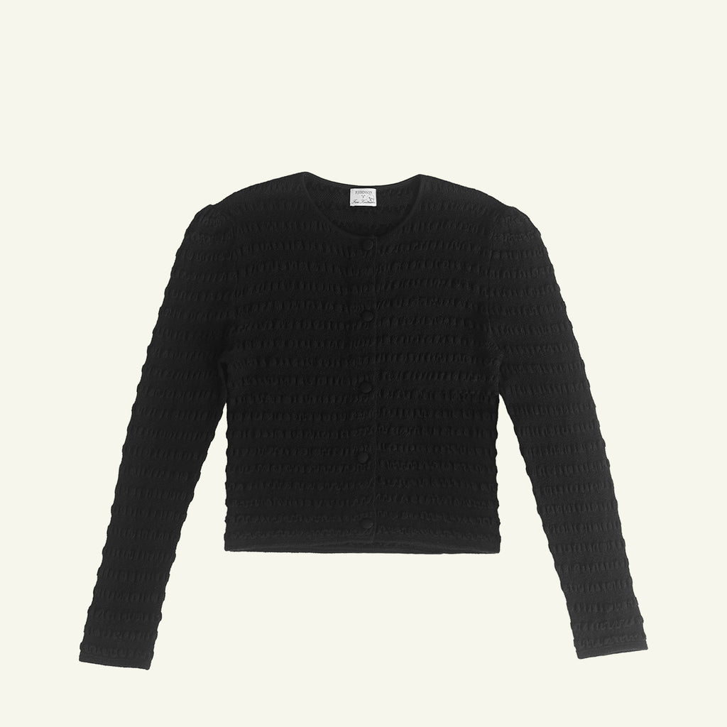 Annie Seersucker Cardigan - Black
