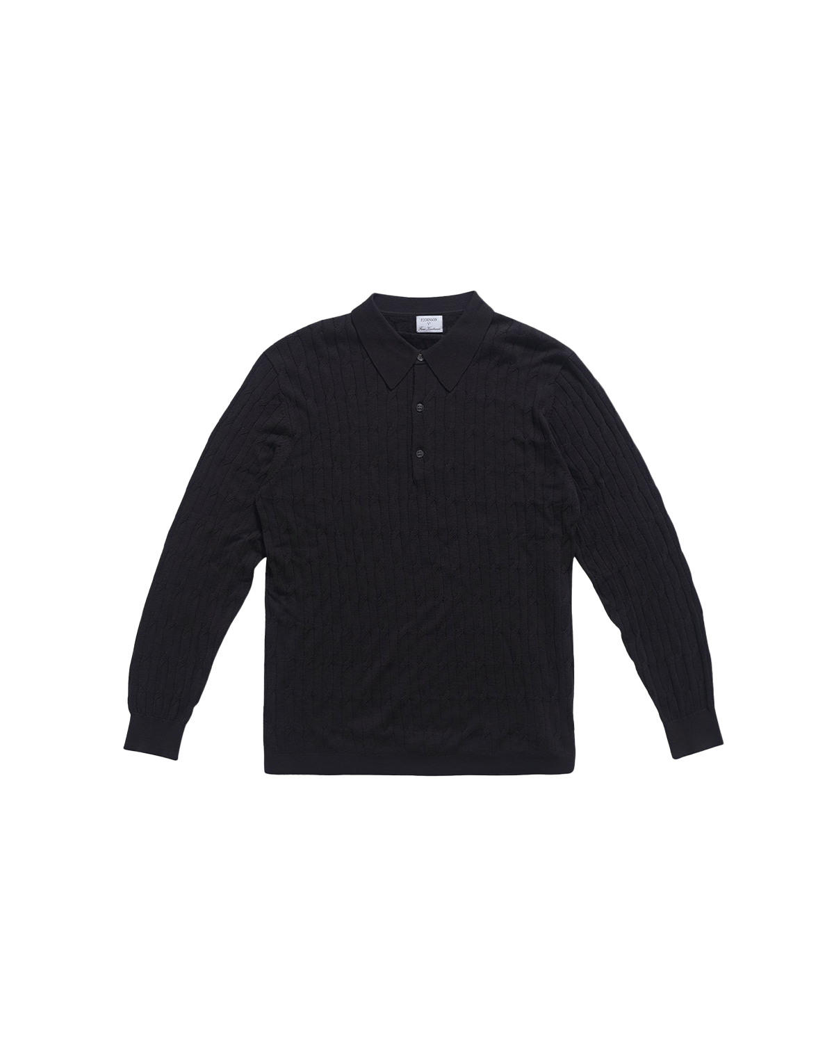 Merino Cable Knit Polo - Navy