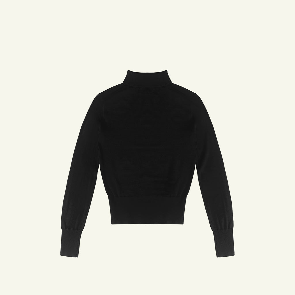 Cass Merino Roll Neck - Black