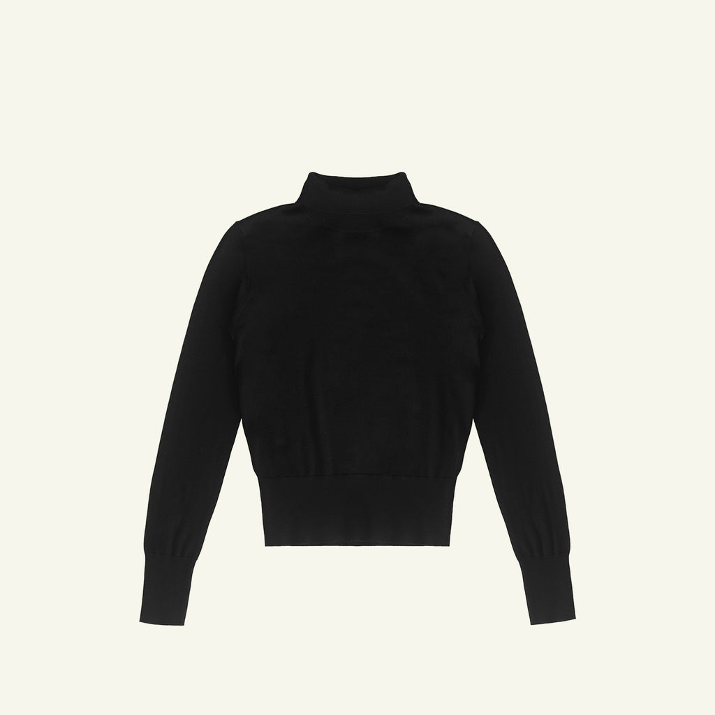 Cass Merino Roll Neck - Black