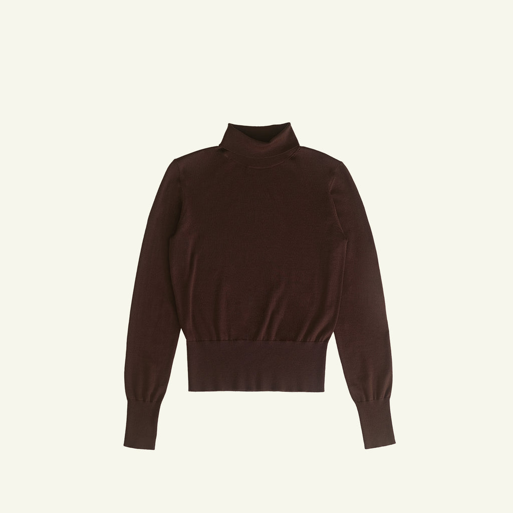 Cass Merino Roll Neck - Chocolate