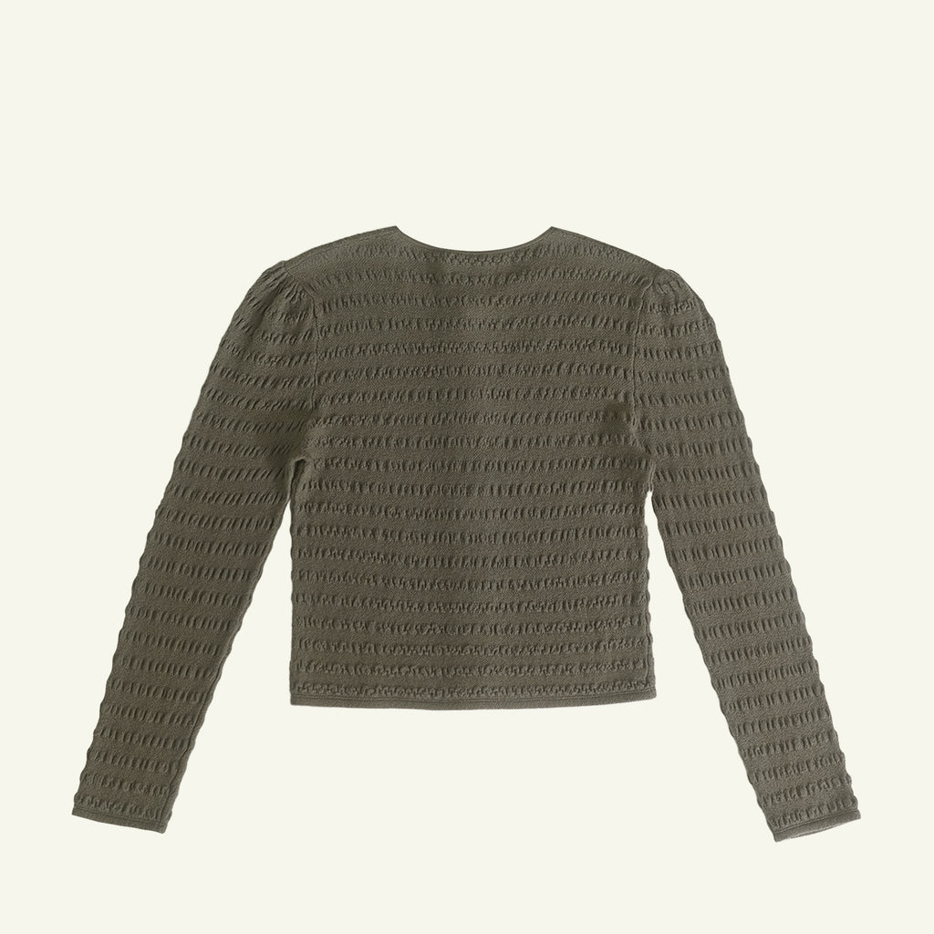 Annie Seersucker Cardigan - Moss
