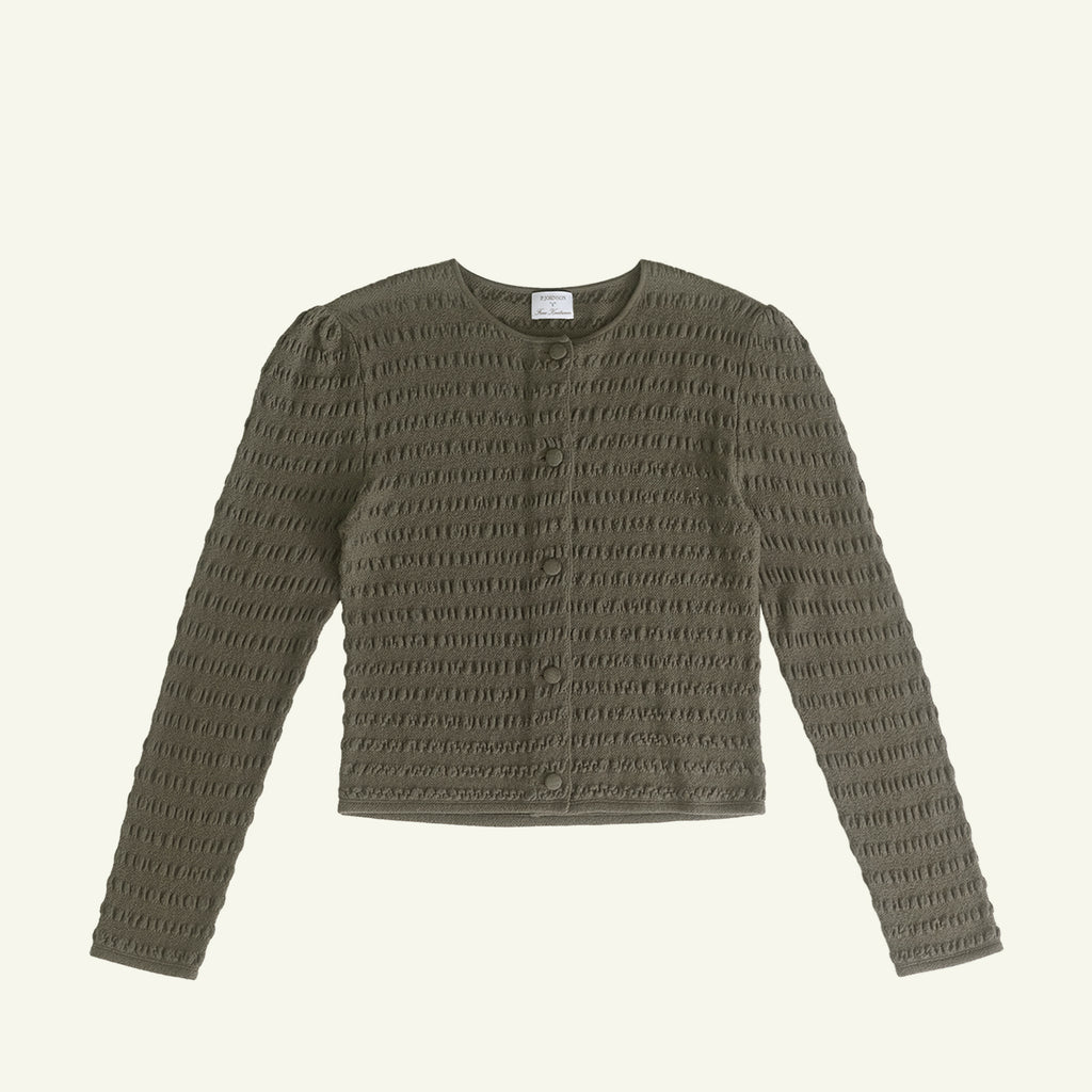 Annie Seersucker Cardigan - Moss