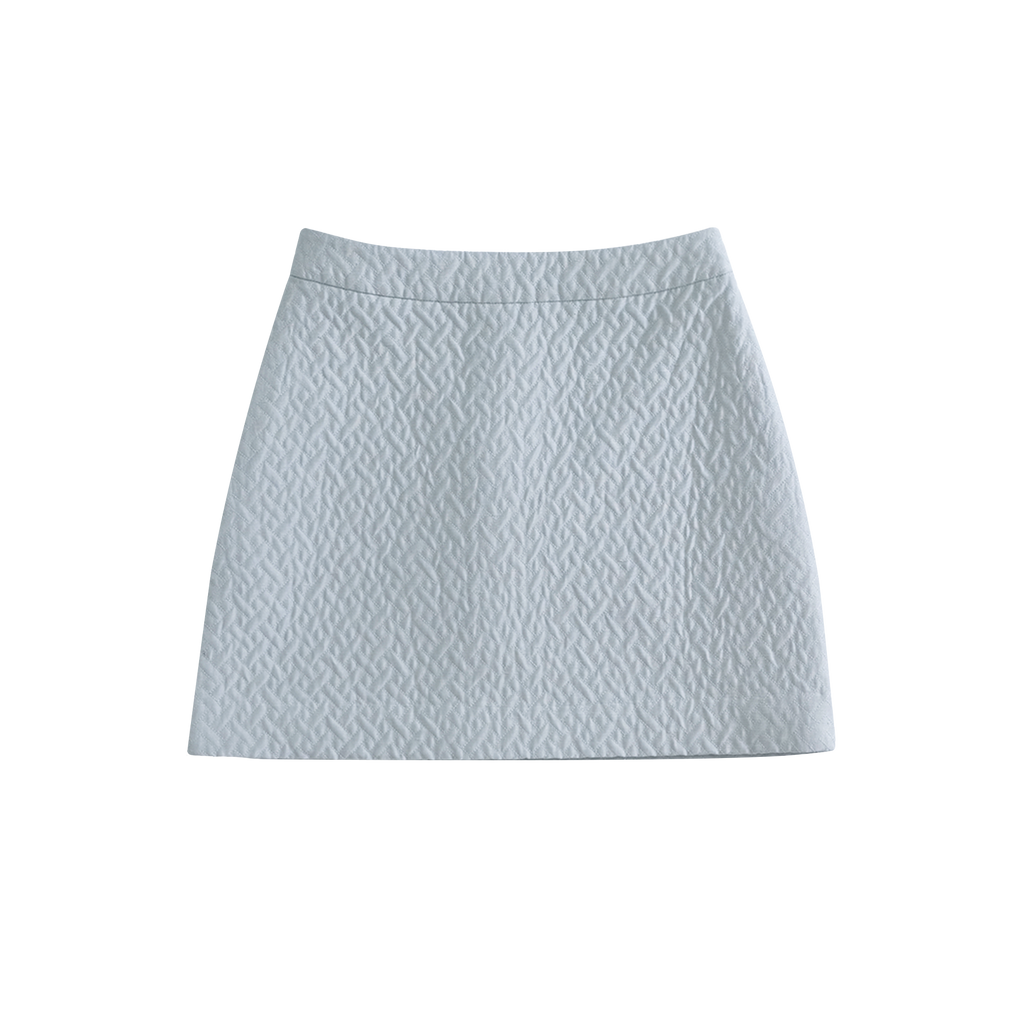 Sabine Quilted Mini Skirt - Dusty Blue