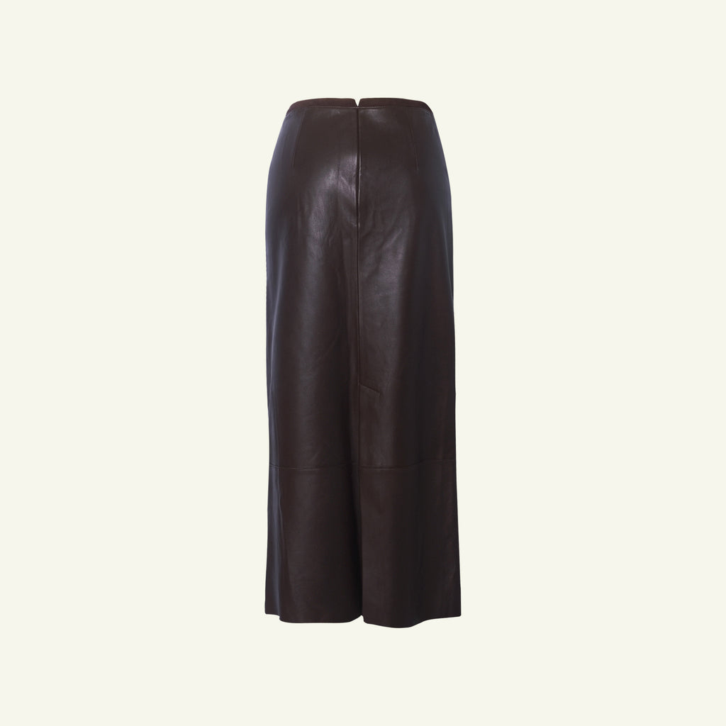 Marina Leather Maxi Skirt - Bitter Chocolate