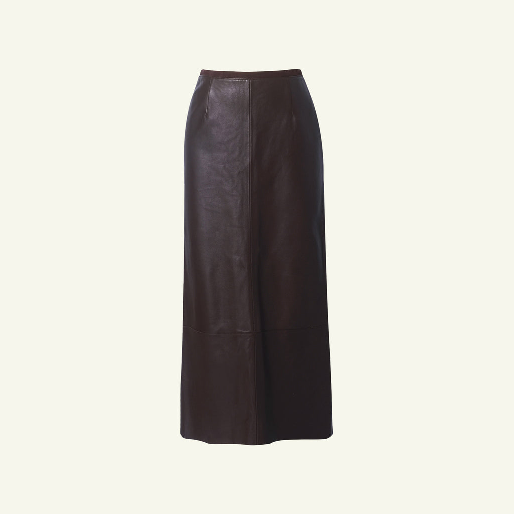 Marina Leather Maxi Skirt - Bitter Chocolate