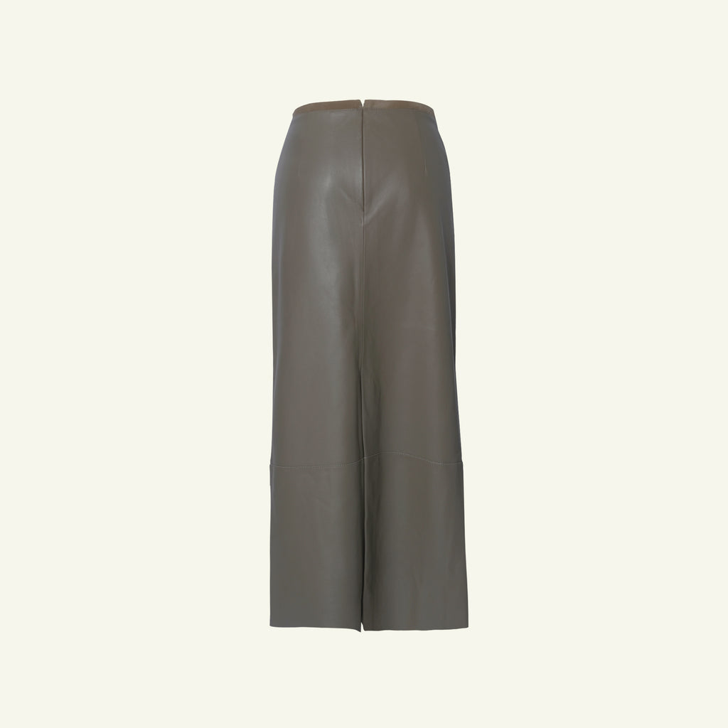 Marina Leather Maxi Skirt - Taupe