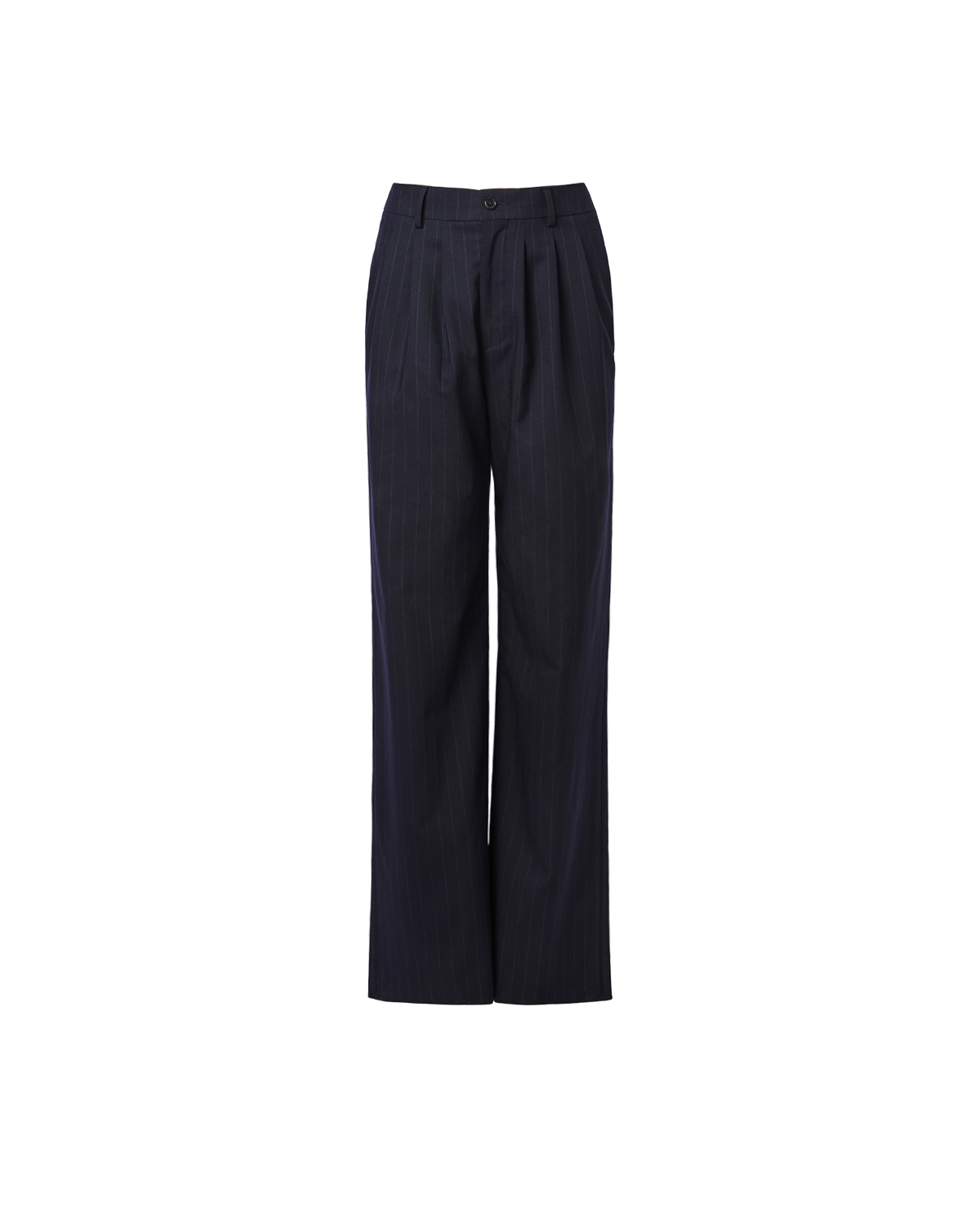 Ava Pleated Trouser - Navy Pinstripe