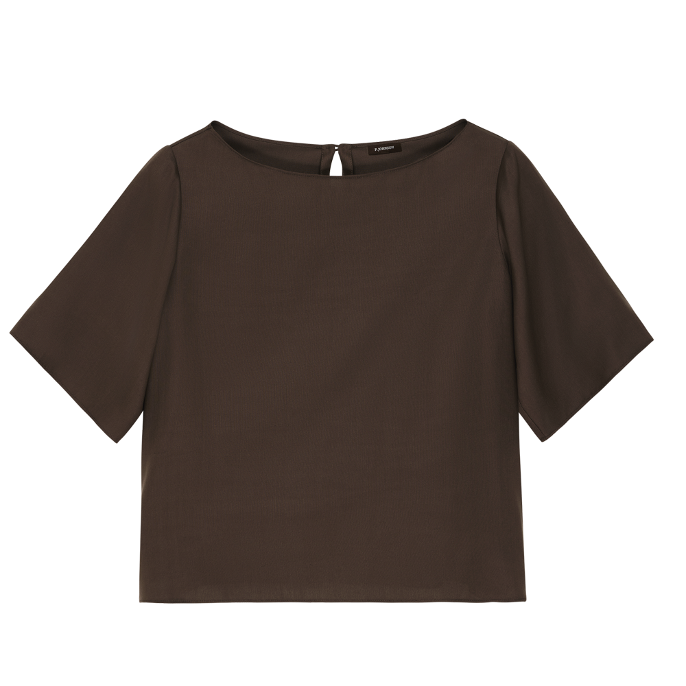 Boat Neck Top - Chocolate Dupioni
