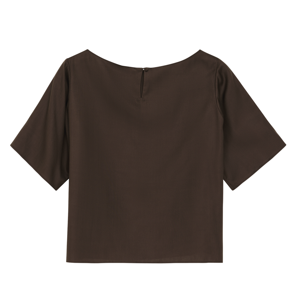Boat Neck Top - Chocolate Dupioni