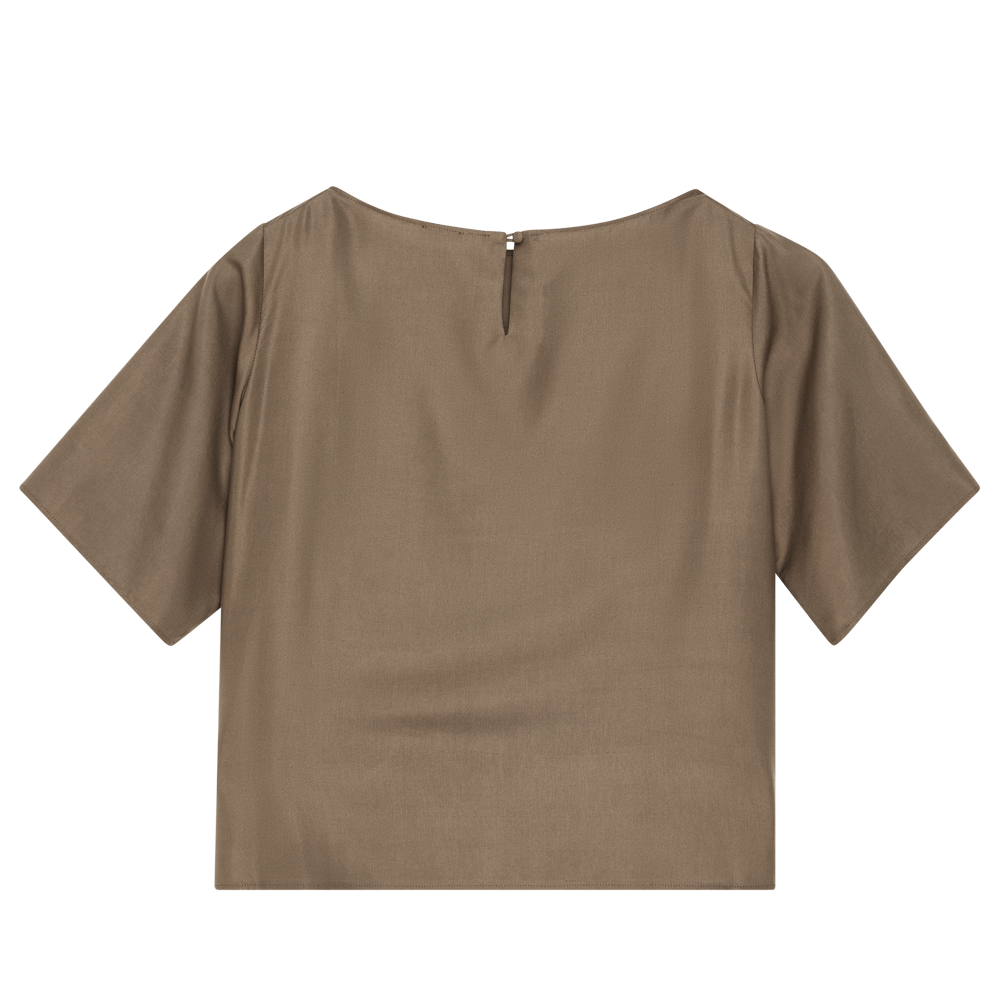 Boat Neck Top - Taupe Dupioni