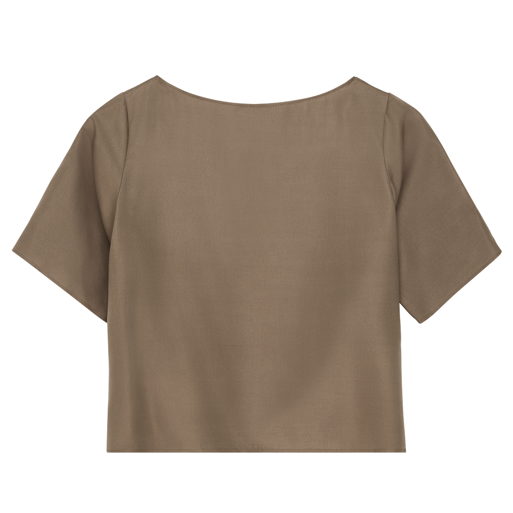 Boat Neck Top - Taupe Dupioni