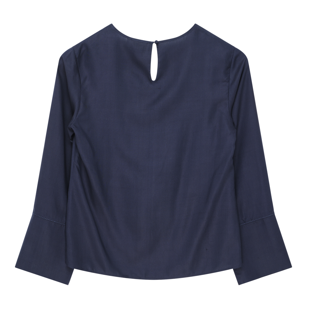 Maria Blouse - Navy Dupioni