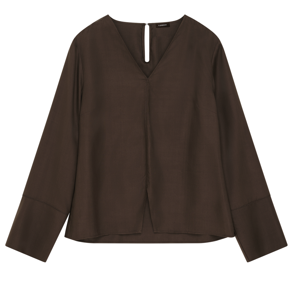 Maria Blouse - Chocolate Dupioni