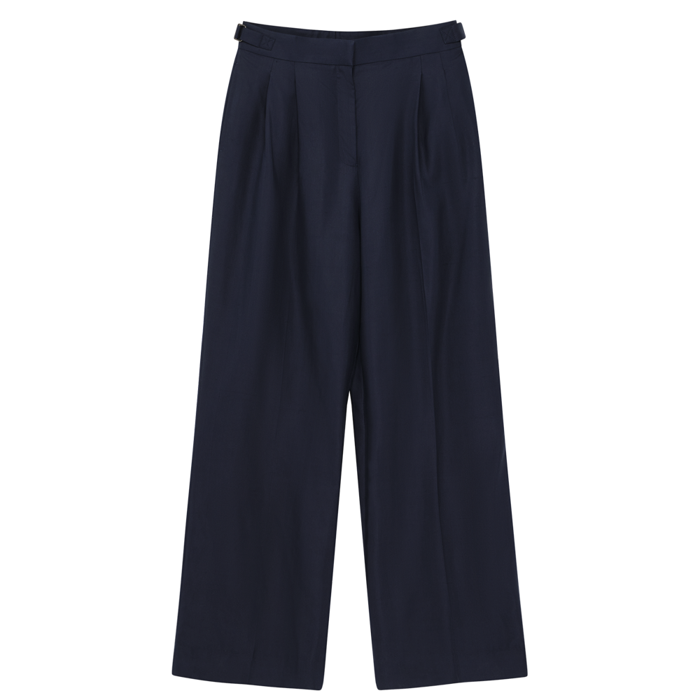 Perriand Trouser - Navy Dupioni