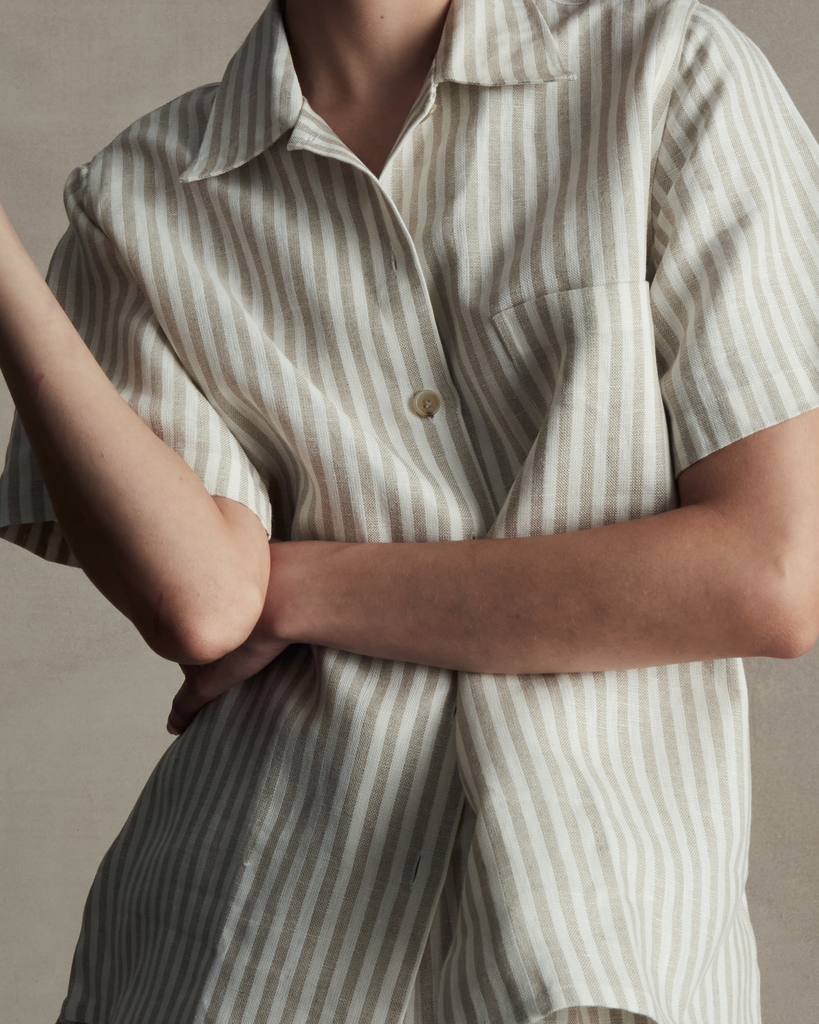 Natural Stripe Short Sleeve Shirt
