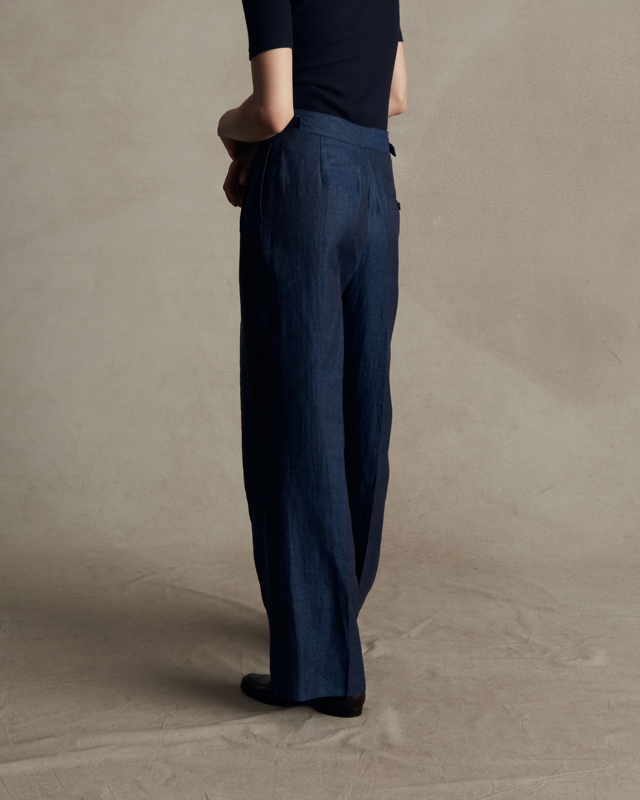 Navy Herringbone Perriand Trousers
