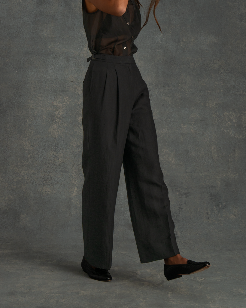 Black Linen Perriand Trousers