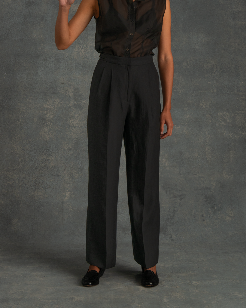 Black Linen Perriand Trousers