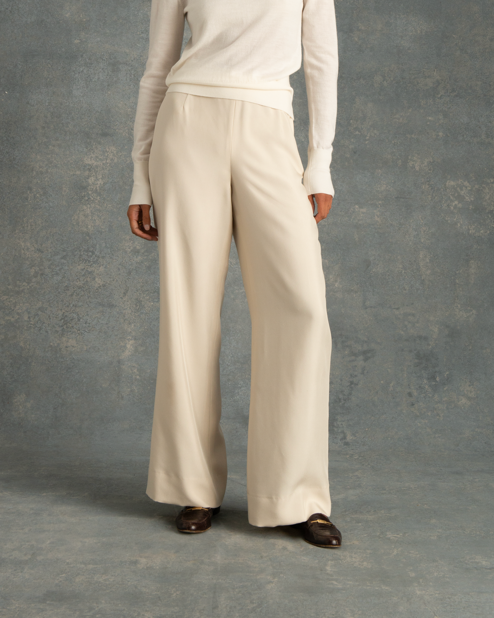 Beige Silk Sofia Trouser