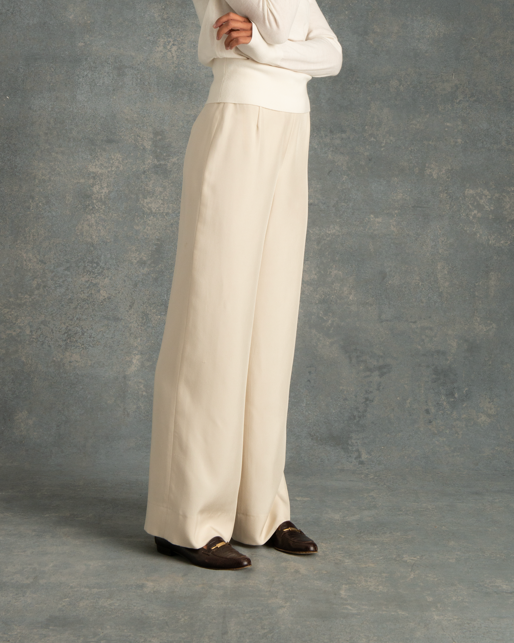 Beige Silk Sofia Trouser